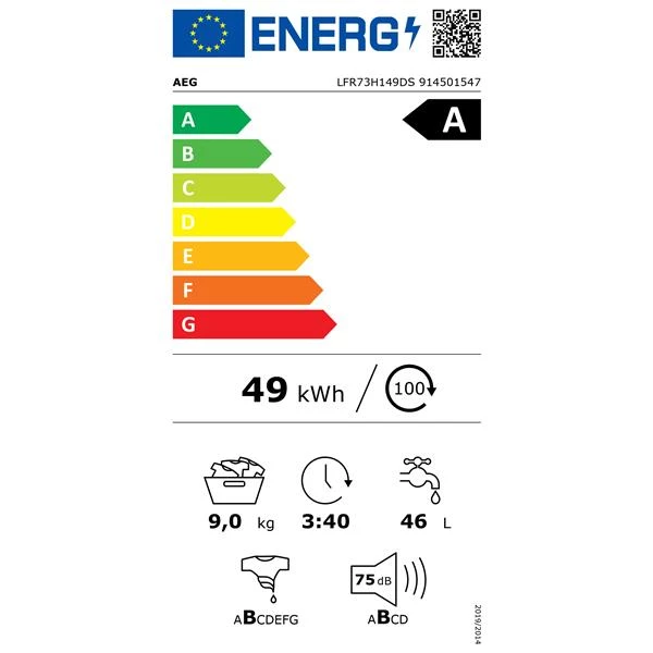 AEG Lave-linge frontal 9KG  LFR73H149DS