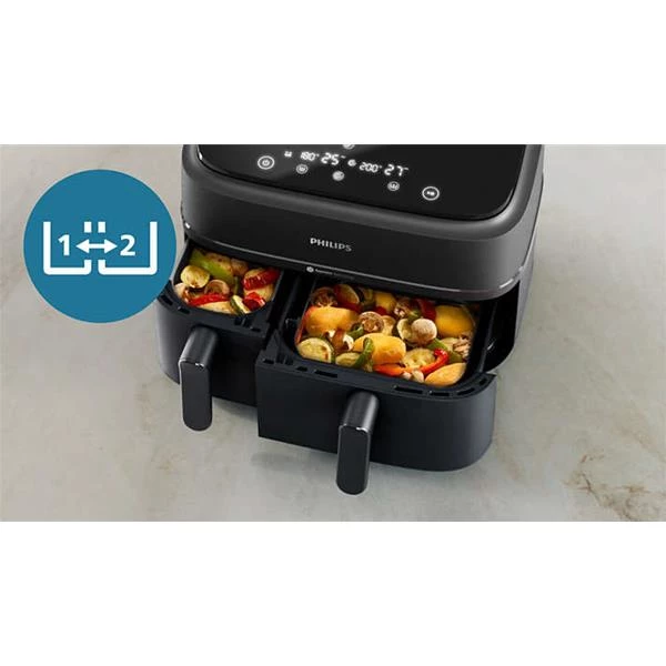 PHILIPS Friteuse à air chaud 9 L - Air fryer à double panier Série 3000 - NA351.00